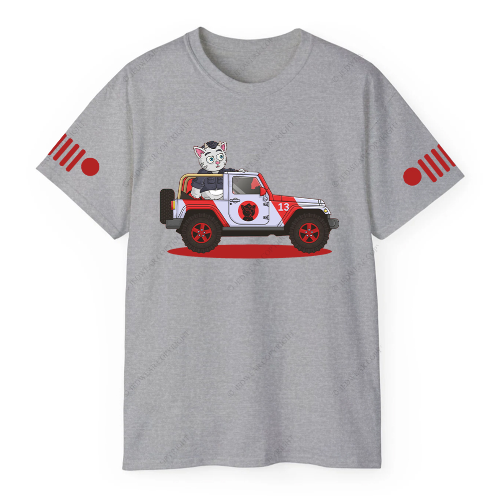 Jurassic Cat Driving On The Road Jp T-Shirt