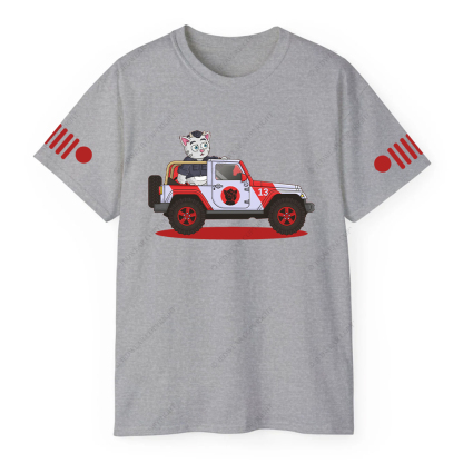 Jurassic Cat Driving On The Road Jp T-Shirt