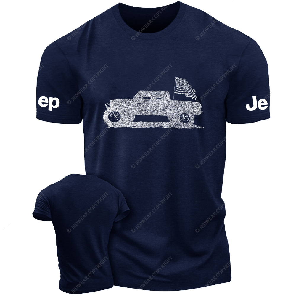 American Flag Truck Vintage Style Jp T-Shirt