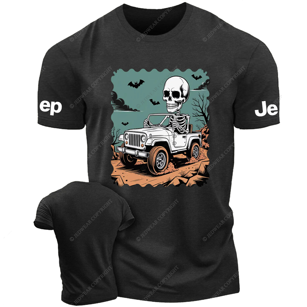 Skull Driving A Car Bat Mountain Road Jp T-Shirt