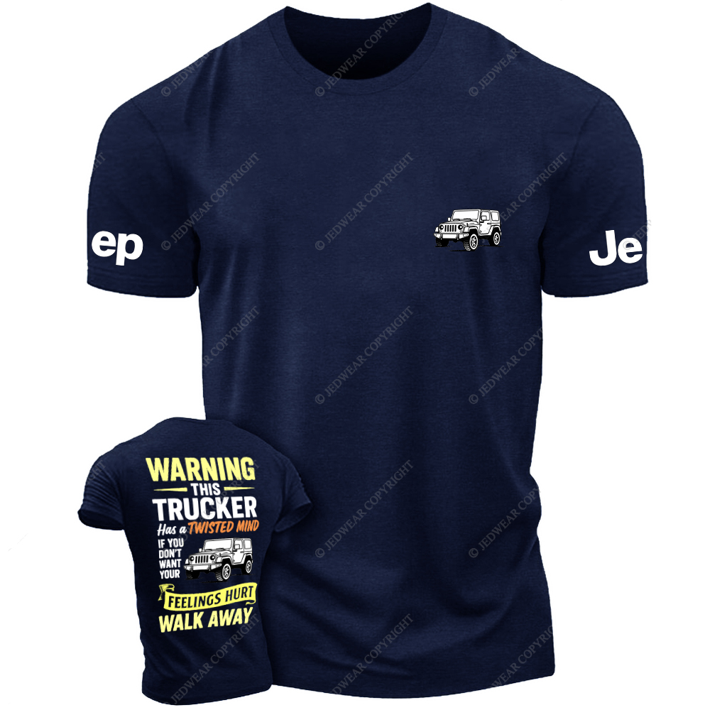 Warning Twisted Mind Trucker Apparel Funny Quote T-Shirt Jp T-Shirt