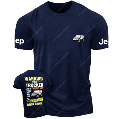 Warning Twisted Mind Trucker Apparel Funny Quote T-Shirt Jp T-Shirt