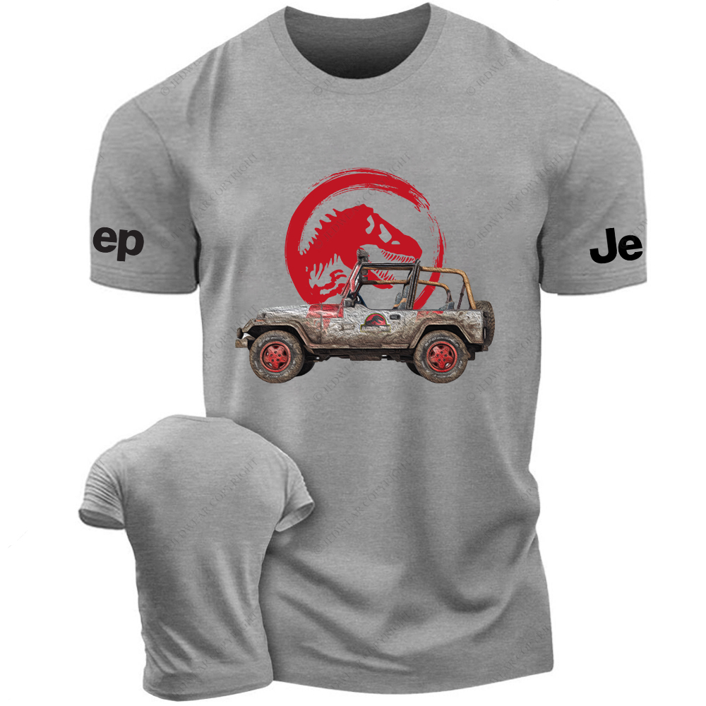 Dinosaur On The Back Of An Off-Road Vehicle Painting Jp T-Shirt
