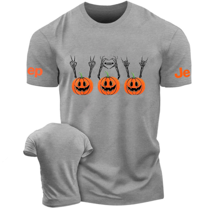 Three Pumpkin Halloween Skull Jp T-Shirt