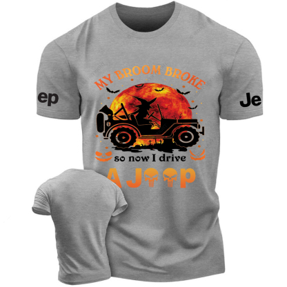 Halloween Pumpkin Bat My Broom Broke So Now I Drive A Car Jp T-Shirt