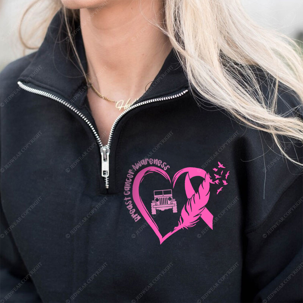 Breast Cancer Awareness Love Butterfly Full-Zip Jacket Sweatshirt