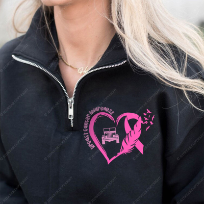 Breast Cancer Awareness Love Butterfly Full-Zip Jacket Sweatshirt