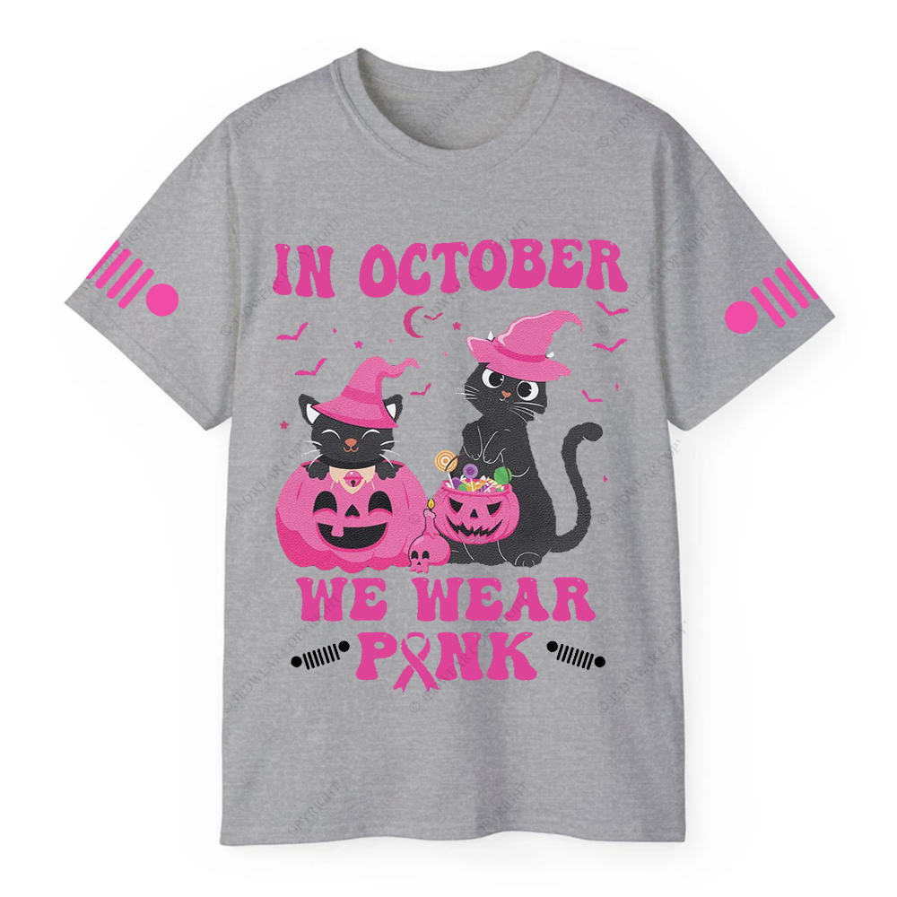 Breast Cancer In October We Wear Pink Cat Jp T-shirt