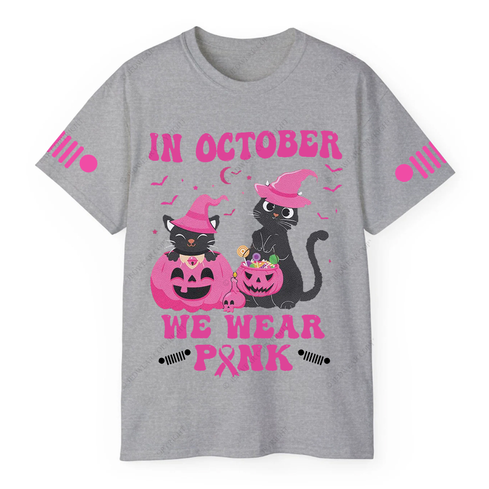 Breast Cancer In October We Wear Pink Cat Jp T-shirt