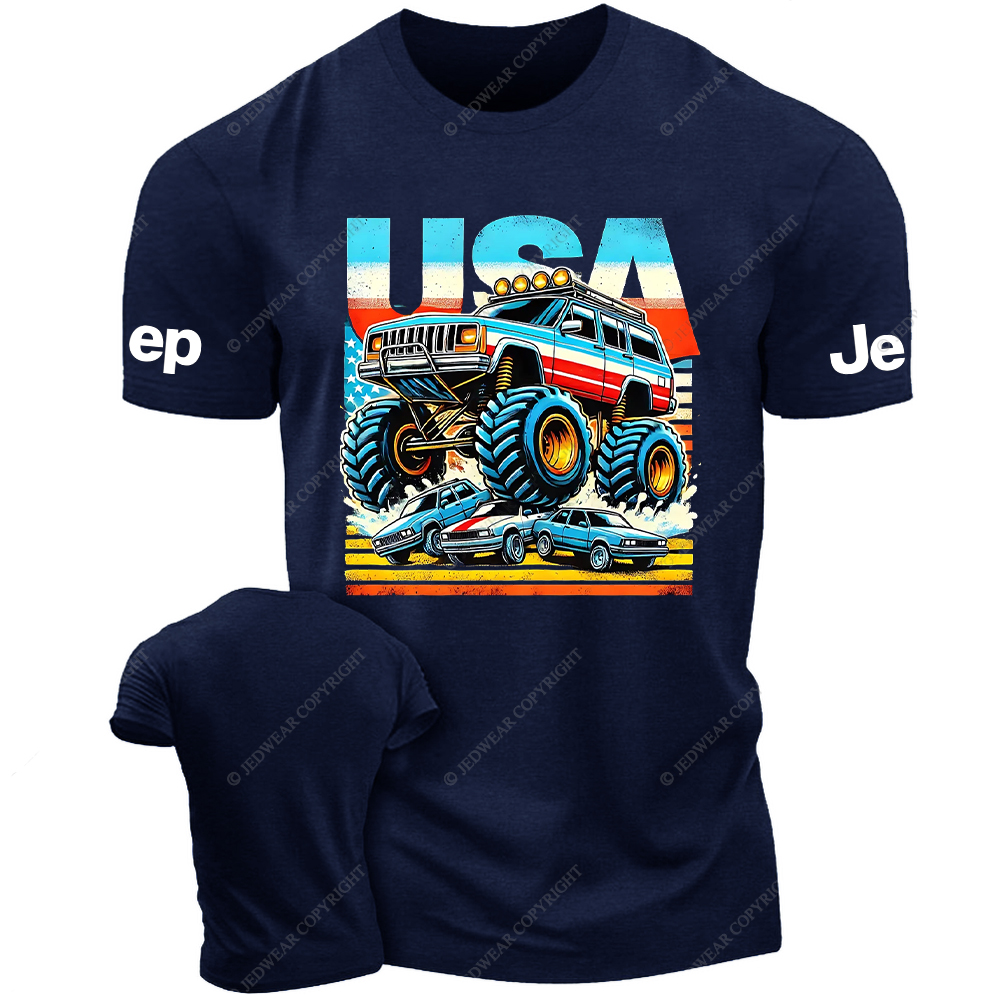 USA Flag Cherokee XJ 4x4 USA Off-Road Vintage Old School Vehicle Jp T-Shirt
