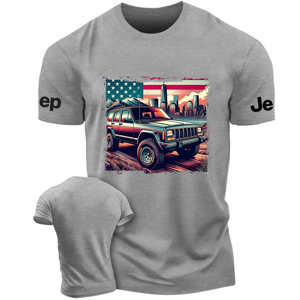 American Flag Cherokee XJ Off-Road Vintage Old School Vehicle Jp T-Shirt