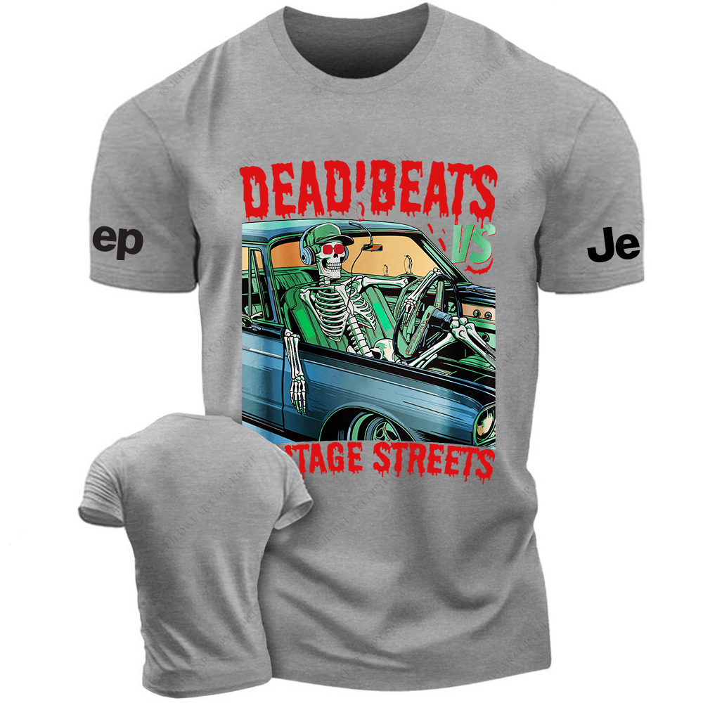 Skeleton Driving A Car Dead Beats Vintage Streets Jp T-Shirt