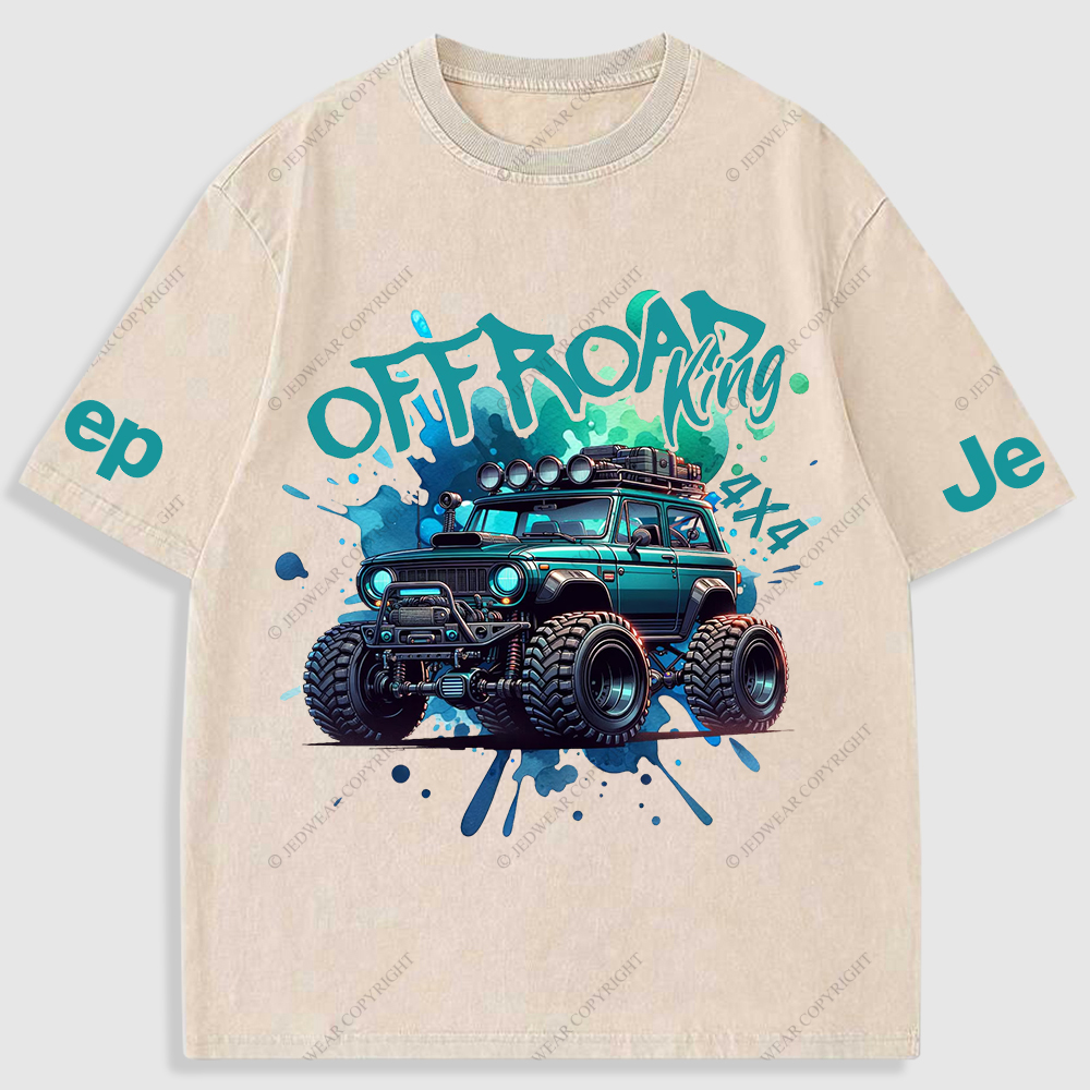 Jp Off Road King 4x4 Colorful  Washed T-Shirt