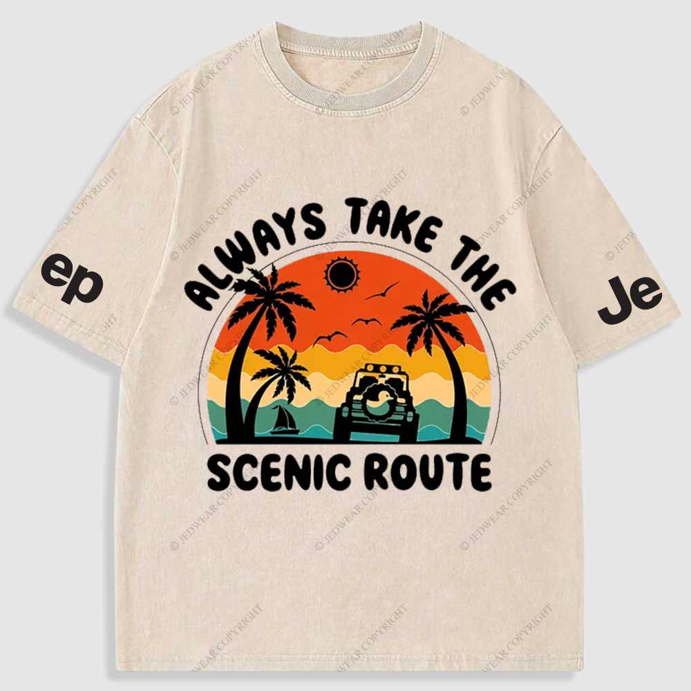 Always Take The Scenic Route Duck Jp Beach Washed T-Shirt