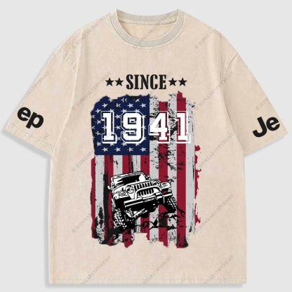 Jp American Flag Since 4X4 Cars Washed T-Shirt