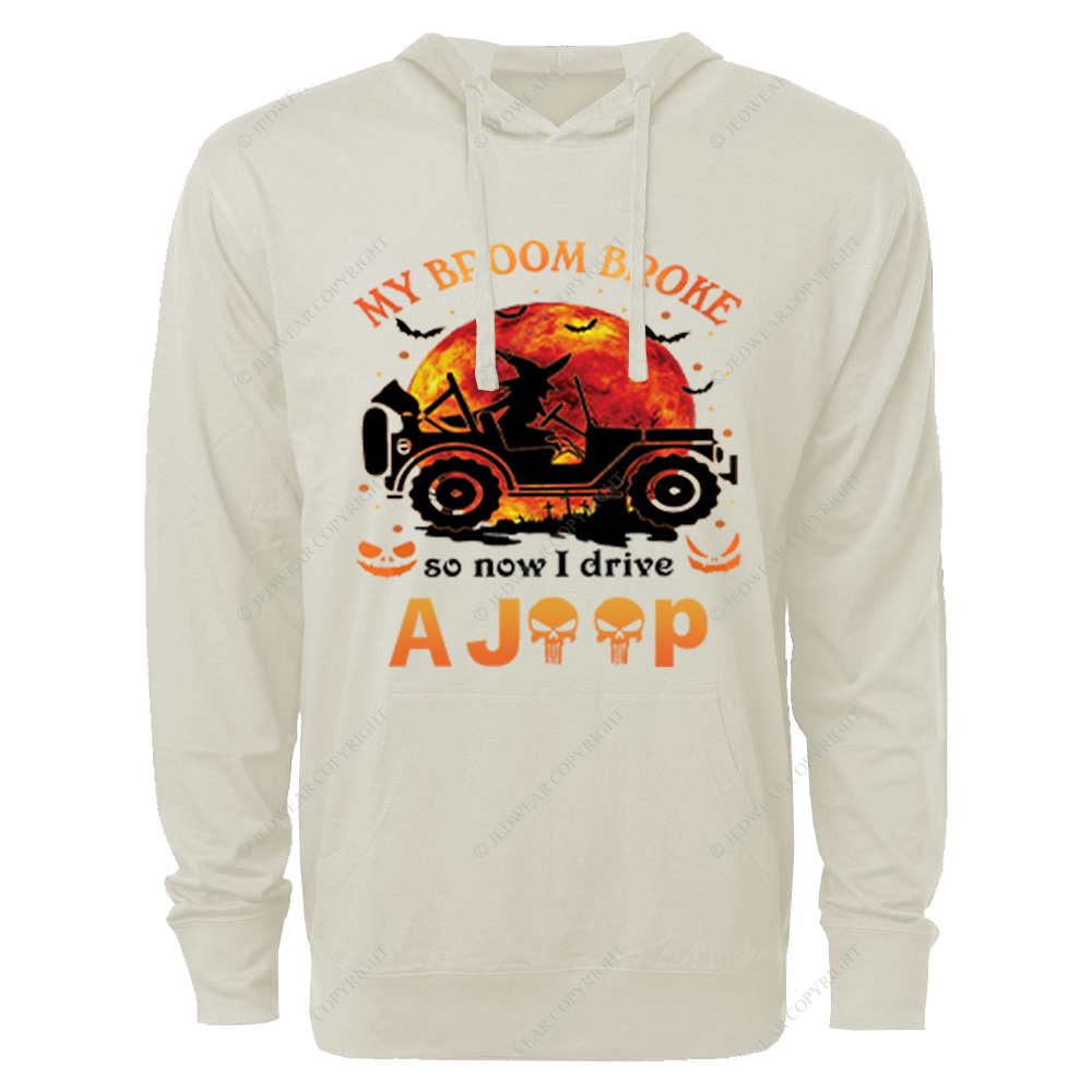 Halloween Pumpkin Bat My Broom Broke So Now I Drive A Car Jp Oversized Lightweight Hoodie