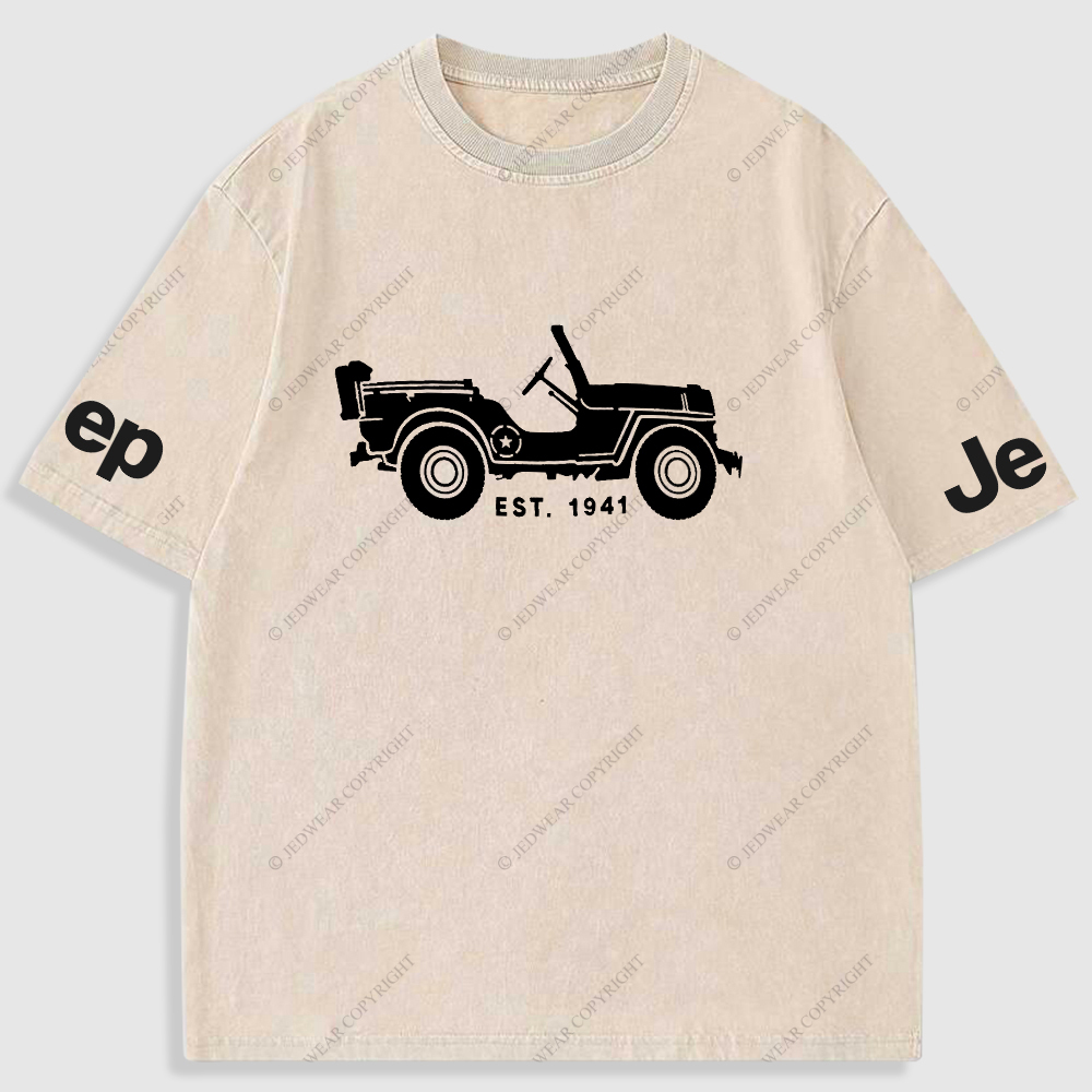 Jp Vintage Military Star 4X4 Cars Washed T-Shirt