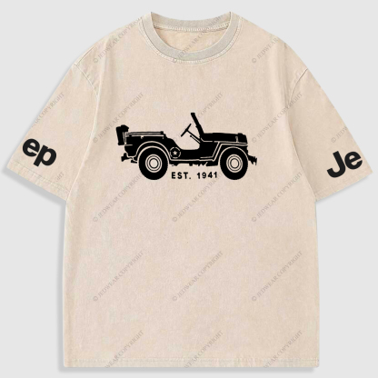 Jp Vintage Military Star 4X4 Cars Washed T-Shirt