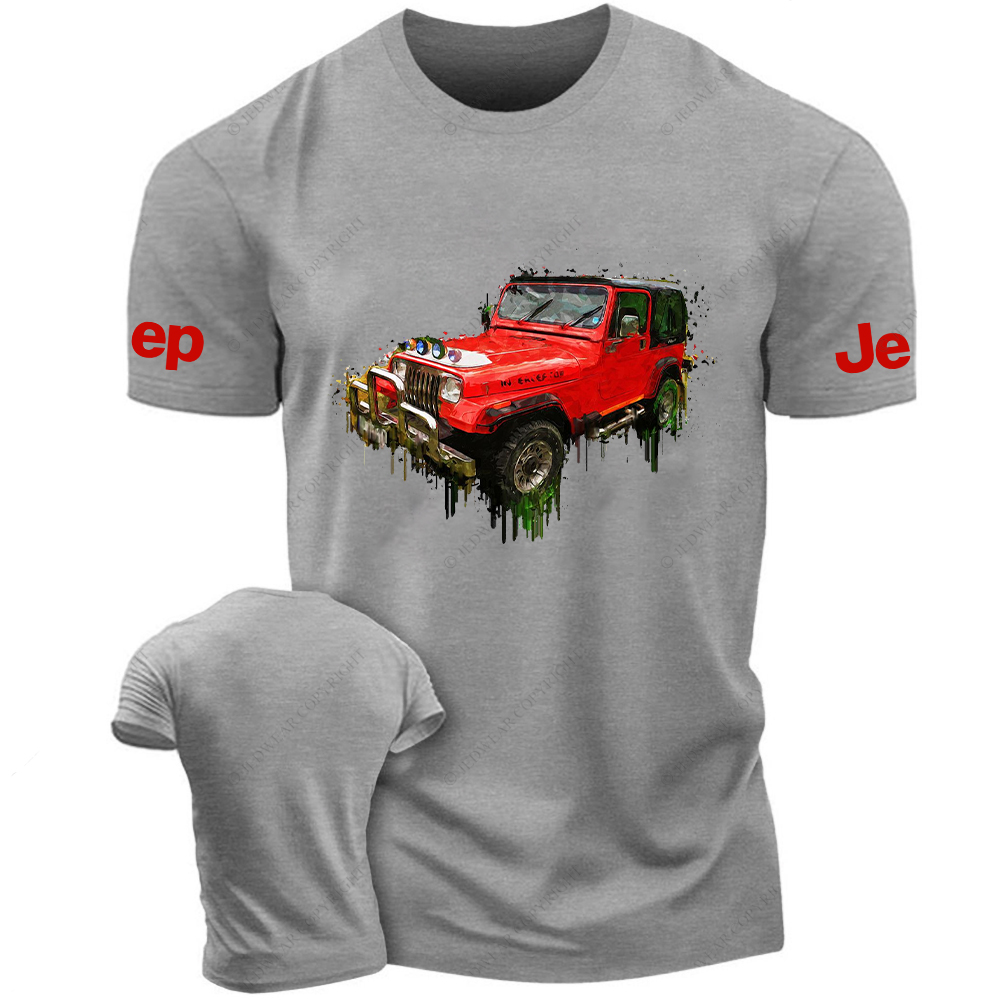 Red Car Off-Road Acrylic Painting Jp T-Shirt