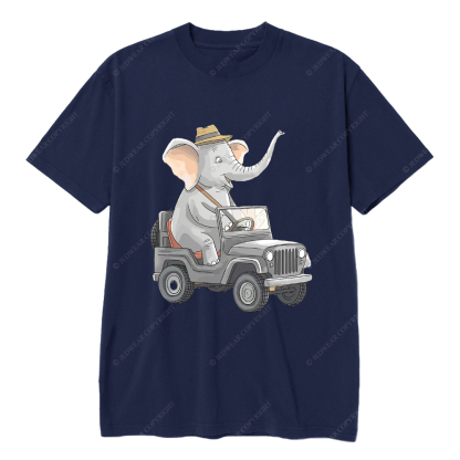 Elephant Driving Car Cartoon Jp T-Shirt