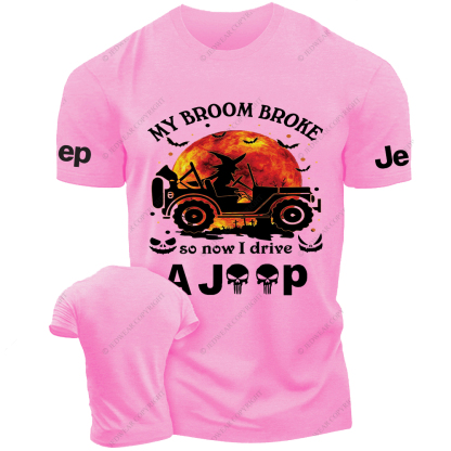 Halloween Pumpkin Bat My Broom Broke So Now I Drive A Car Jp T-Shirt