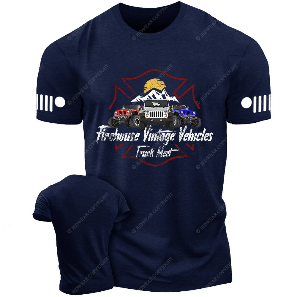 Firefighter Firehouse Vintage Vehicles Truck Meet Jp T-Shirt