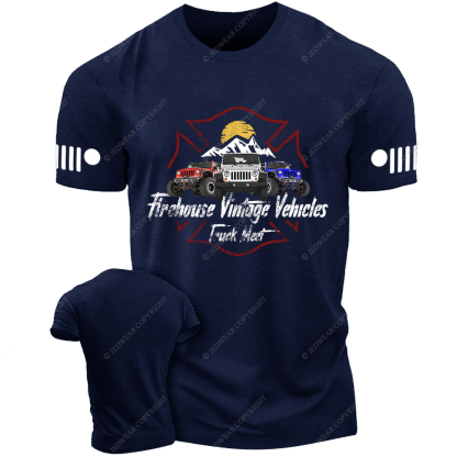 Firefighter Firehouse Vintage Vehicles Truck Meet Jp T-Shirt