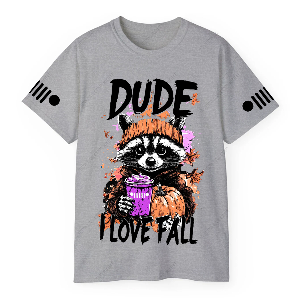 Feral Girl I Love Fall  Raccoon  Autumn Pumpkin Jp T-Shirt