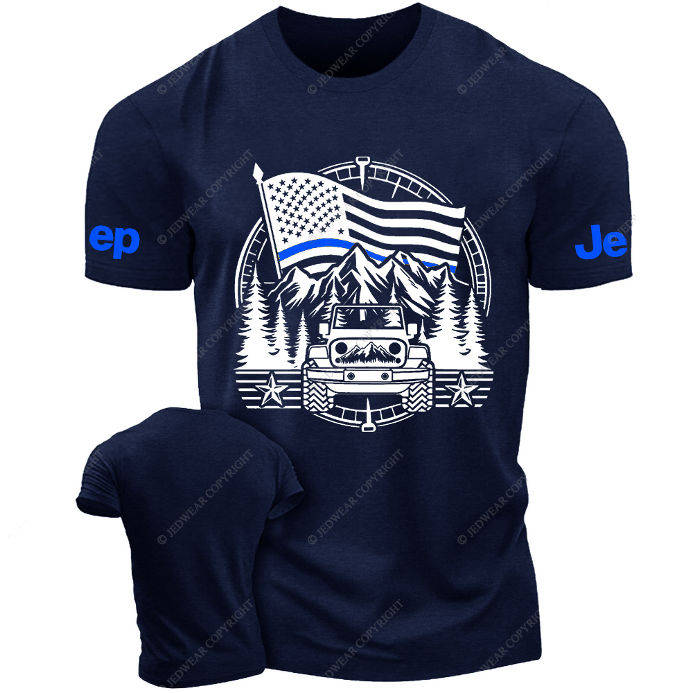 Police Patriotic Off-Road USA Flag Adventure Compass Jp T-Shirt