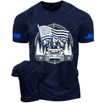 Police Patriotic Off-Road USA Flag Adventure Compass Jp T-Shirt