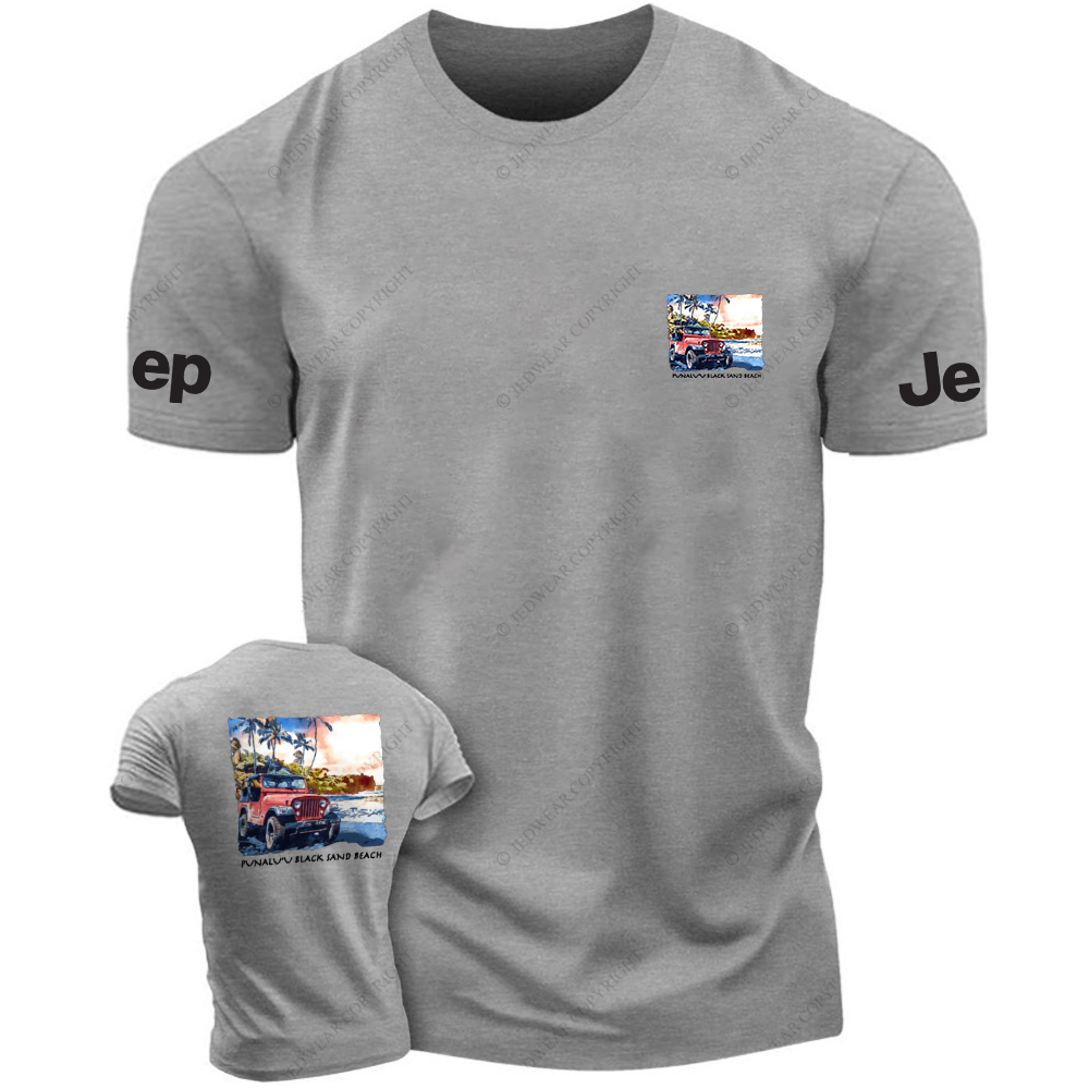 Black Sand Beach Coconut Tree JP T-Shirt
