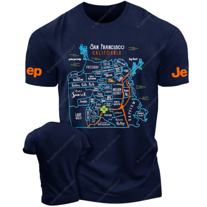 Vibrant Map Of SAN FRANCISCO CALIFORNIA Jp T-Shirt
