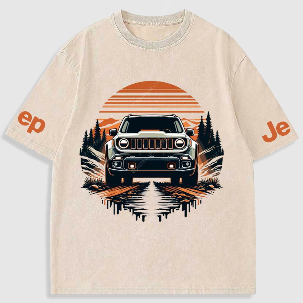 Sunset Tree Stones Mountain Meadow  Washed T-Shirt