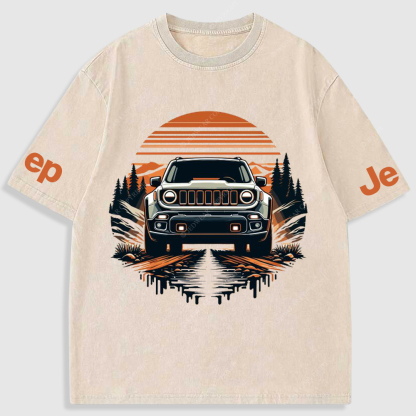 Sunset Tree Stones Mountain Meadow  Washed T-Shirt