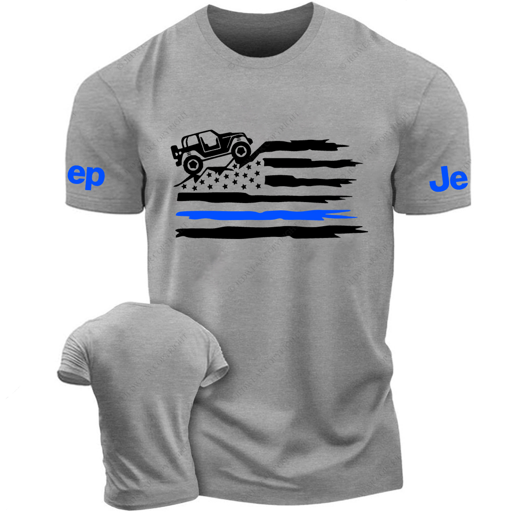 Off-Road Mountain Distressed American Flag Jp T-Shirt