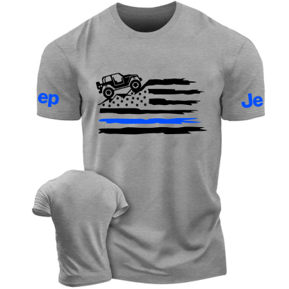 Off-Road Mountain Distressed American Flag Jp T-Shirt
