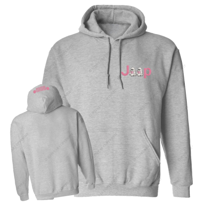 Pink Halloween Reading Ghosts Jp Embroidered Casual Hoodie