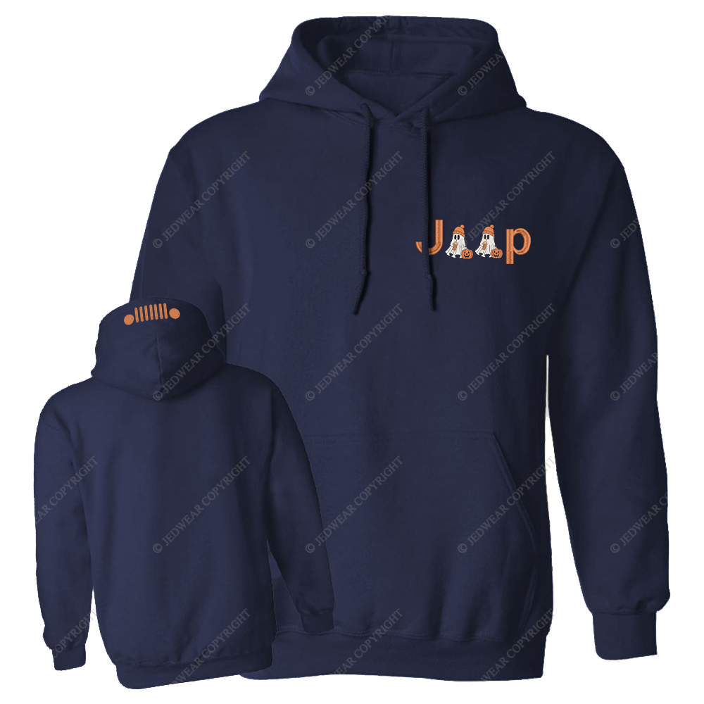 Halloween Pumpkin Ghosts Jp Embroidered Casual Hoodie