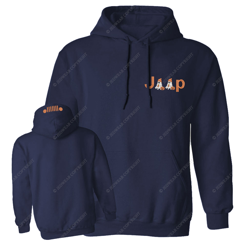 Halloween Pumpkin Ghosts Jp Embroidered Casual Hoodie