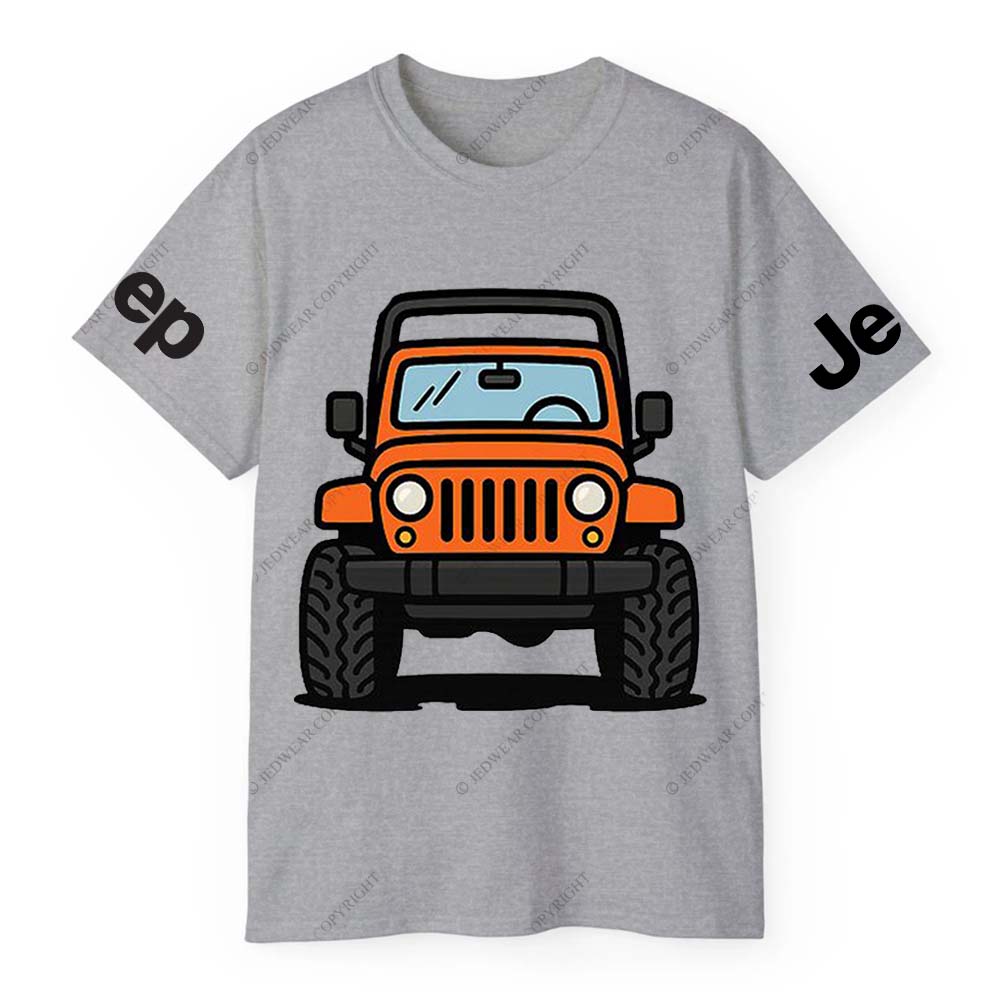 Vibrant Cartoon Orange Jp Pattern Gray Short - sleeved Jp T-Shirt