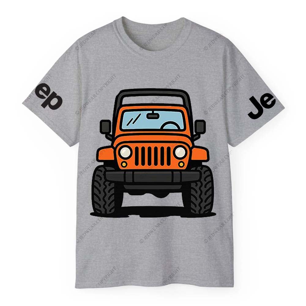 Vibrant Cartoon Orange Jp Pattern Gray Short - sleeved Jp T-Shirt
