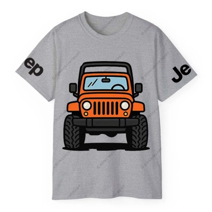 Vibrant Cartoon Orange Jp Pattern Gray Short - sleeved Jp T-Shirt