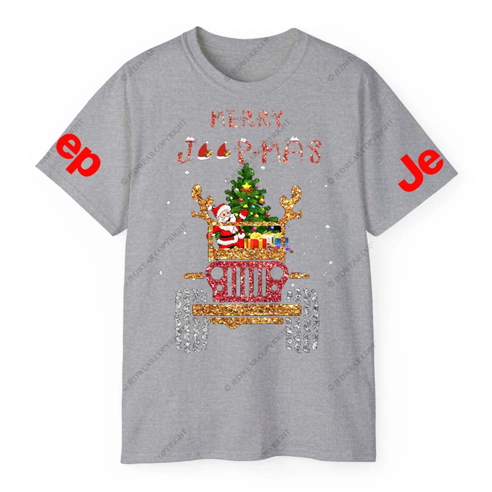 Santa Claus Drives A Jp Filled With Gifts And Christmas Trees To Spread Joy Jp T-Shirt