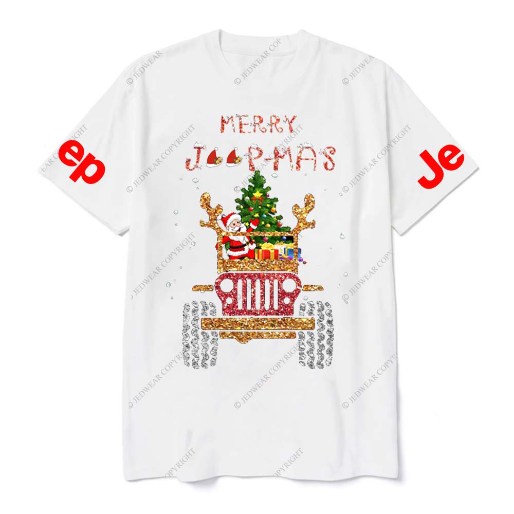 Santa Claus Drives A Jp Filled With Gifts And Christmas Trees To Spread Joy Jp T-Shirt
