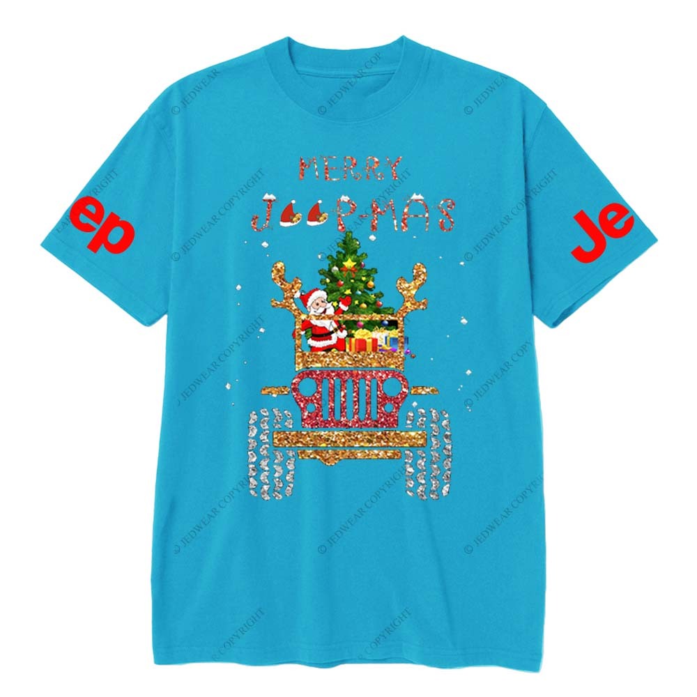 Santa Claus Drives A Jp Filled With Gifts And Christmas Trees To Spread Joy Jp T-Shirt