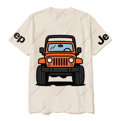 Vibrant Cartoon Orange Jp Pattern Gray Short - sleeved Jp T-Shirt
