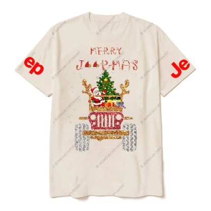 Santa Claus Drives A Jp Filled With Gifts And Christmas Trees To Spread Joy Jp T-Shirt
