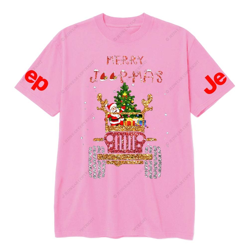 Santa Claus Drives A Jp Filled With Gifts And Christmas Trees To Spread Joy Jp T-Shirt