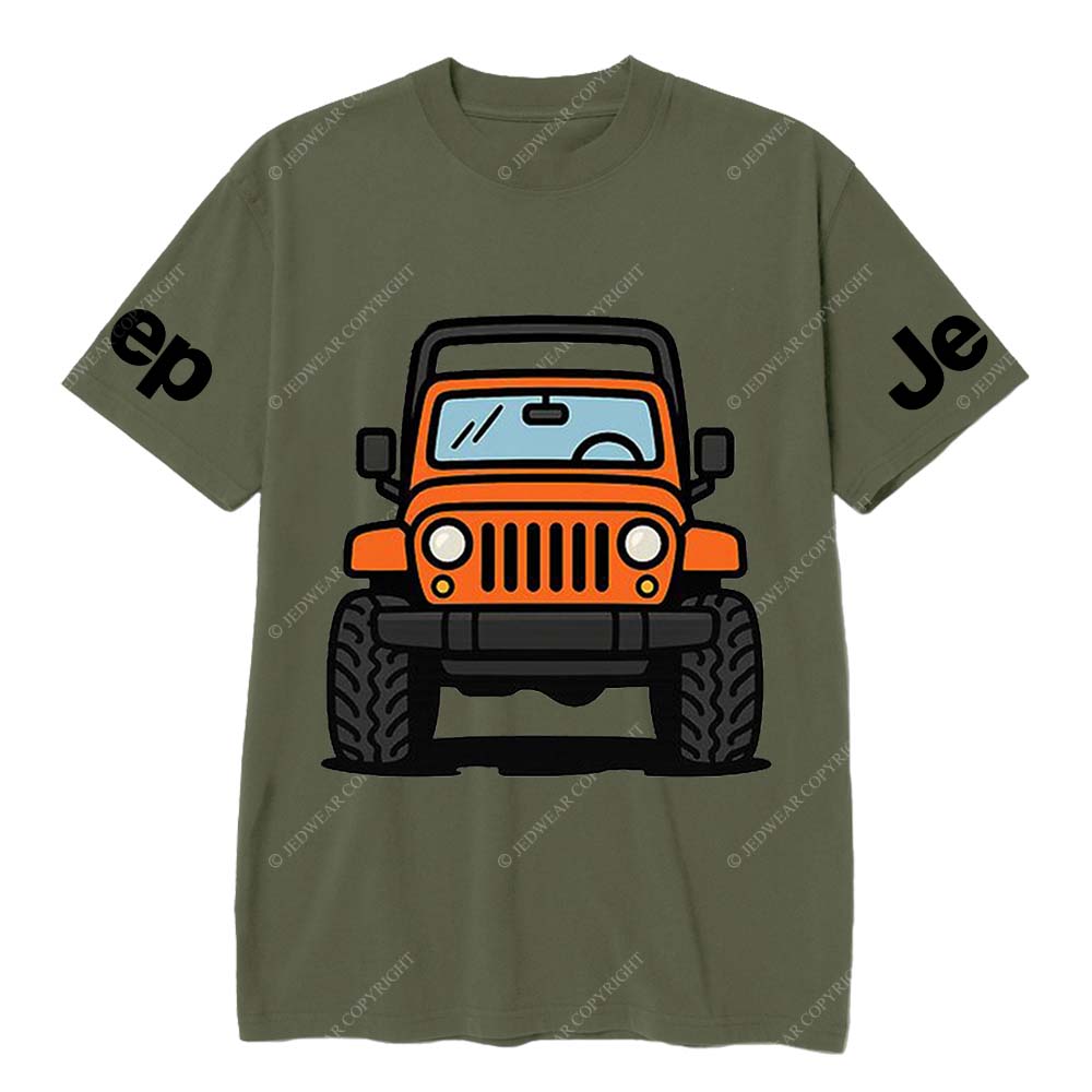 Vibrant Cartoon Orange Jp Pattern Gray Short - sleeved Jp T-Shirt