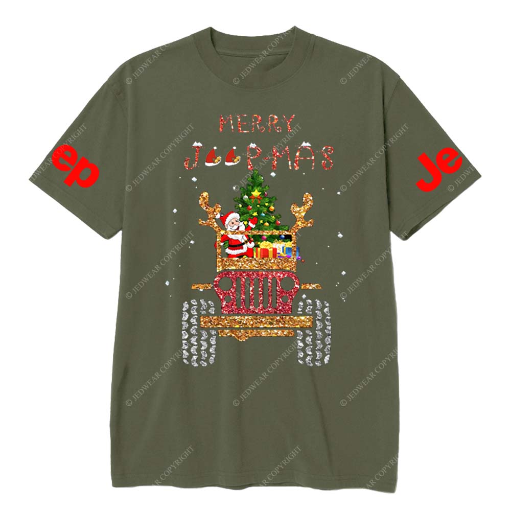 Santa Claus Drives A Jp Filled With Gifts And Christmas Trees To Spread Joy Jp T-Shirt